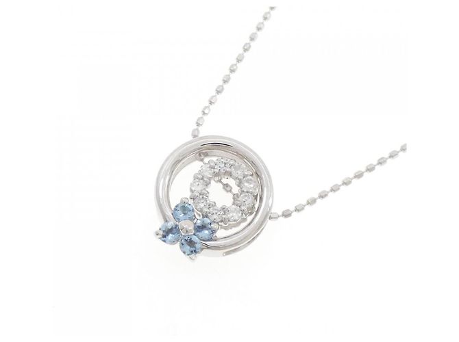 Autre Marque Collana Fiore in Acquamarina 2way in Oro Bianco K10 Argento - vista 3