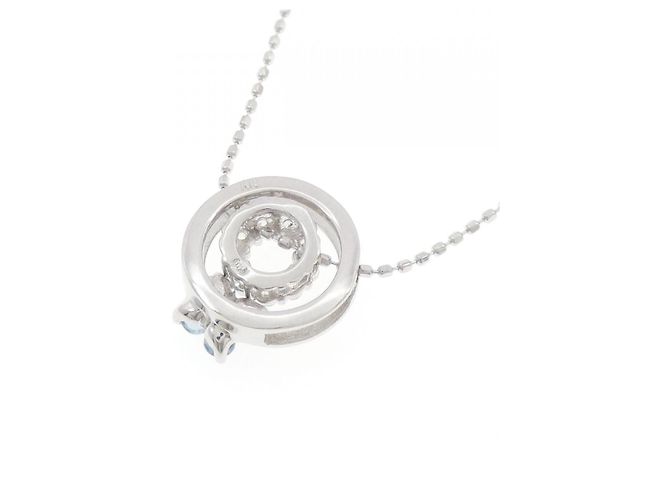 Autre Marque Collana Fiore in Acquamarina 2way in Oro Bianco K10 Argento - vista 4