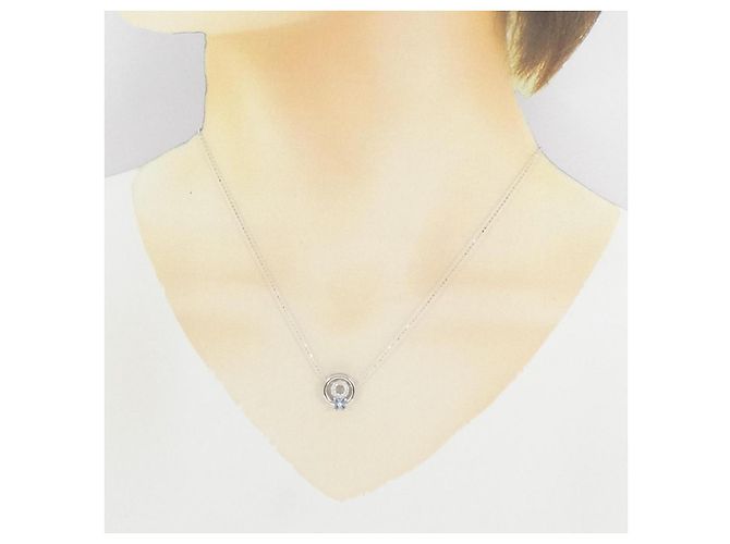 Autre Marque Collana Fiore in Acquamarina 2way in Oro Bianco K10 Argento - vista 7