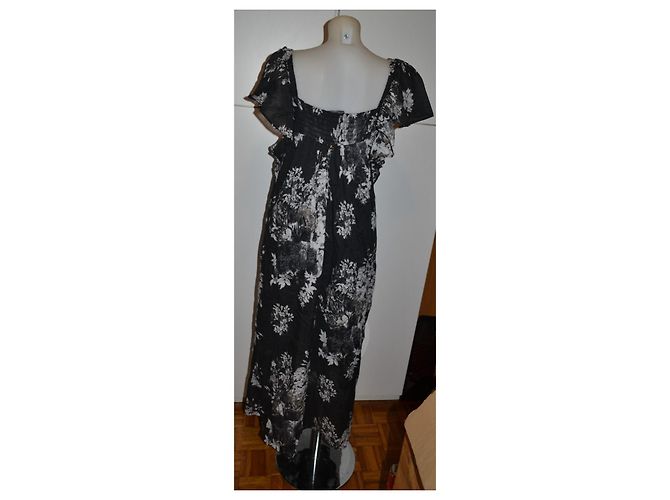 Vestido largo Twin Set de algodón negro blanco - vista 3