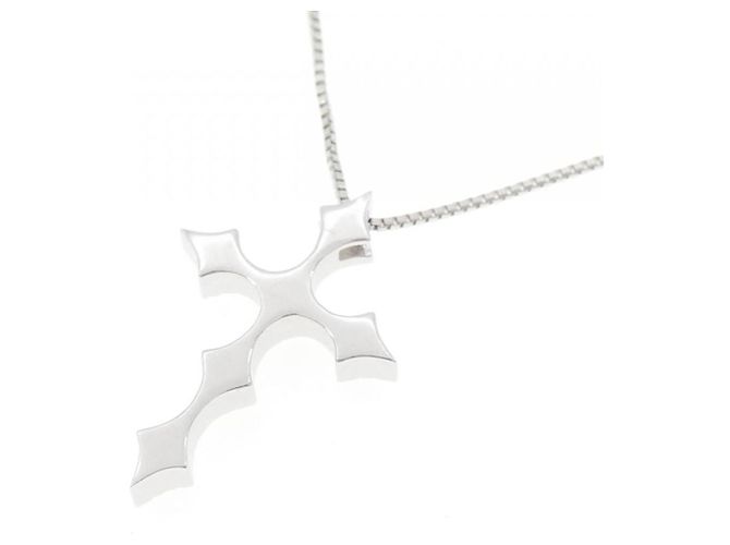 Autre Marque Collana con Croce in Oro Bianco K10 e Zirconia Cubica Argento - vista 4