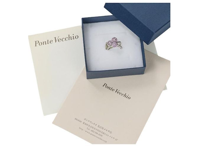 Autre Marque Anello Ponte Vecchio in Oro 750 con Zaffiro Rosa e Diamanti Argento - vista 13