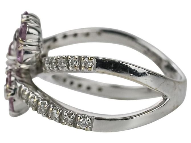 Autre Marque Anello Ponte Vecchio in Oro 750 con Zaffiro Rosa e Diamanti Argento - vista 3