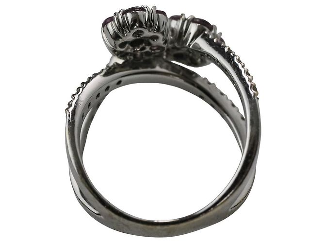 Autre Marque Anello Ponte Vecchio in Oro 750 con Zaffiro Rosa e Diamanti Argento - vista 7