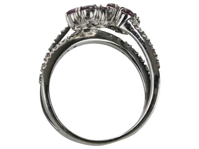 Autre Marque Anello Ponte Vecchio in Oro 750 con Zaffiro Rosa e Diamanti Argento - vista 8