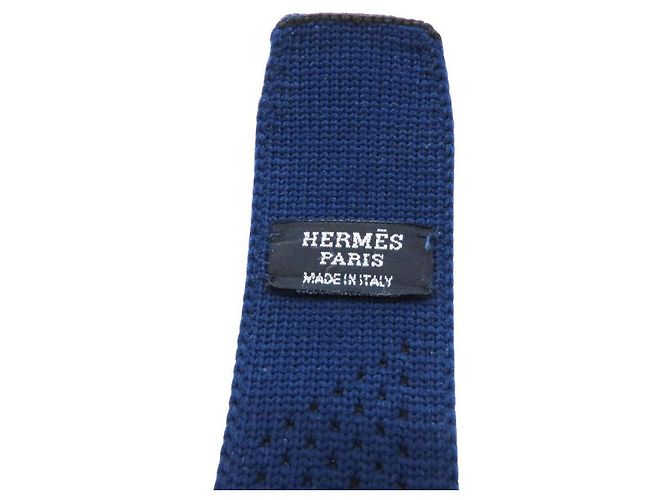 Hermès Strickgürtel mit monochromer H-Schnalle Blau - Ansicht 7