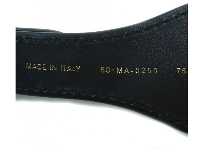Ledergürtel mit Christian Dior Logo-Stickerei Schwarz Roh Marineblau - Ansicht 10