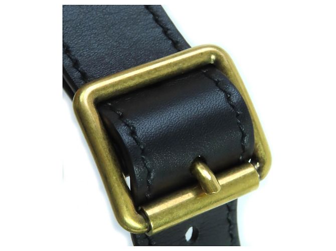 Ledergürtel mit Christian Dior Logo-Stickerei Schwarz Roh Marineblau - Ansicht 9