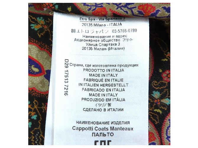 Autre Marque Abrigo de lana ETRO Negro - vista 9
