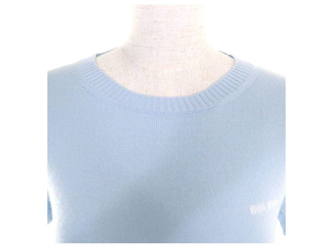 Miu Miu MIUMIU Kaschmir-Stricktop Blau Hellblau - Ansicht 4
