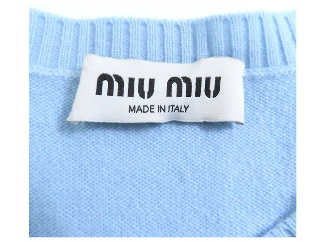 Miu Miu MIUMIU Kaschmir-Stricktop Blau Hellblau - Ansicht 6