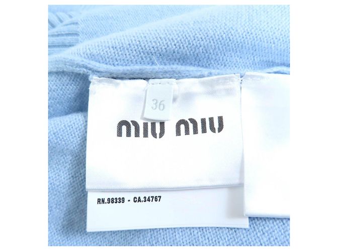 Miu Miu MIUMIU Kaschmir-Stricktop Blau Hellblau - Ansicht 7
