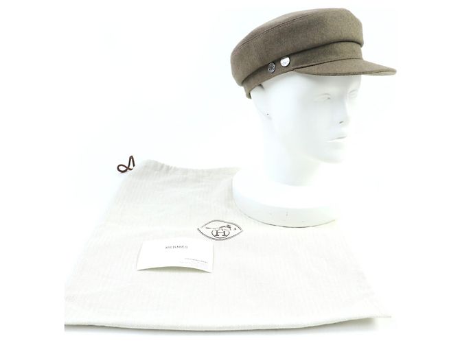 Hermès Hermes Deauville Cap aus Kaschmir Braun - Ansicht 2