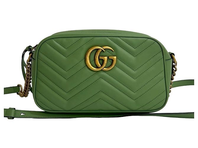 Borsa a tracolla in pelle Gucci GG Marmont Verde Verde chiaro - vista 2