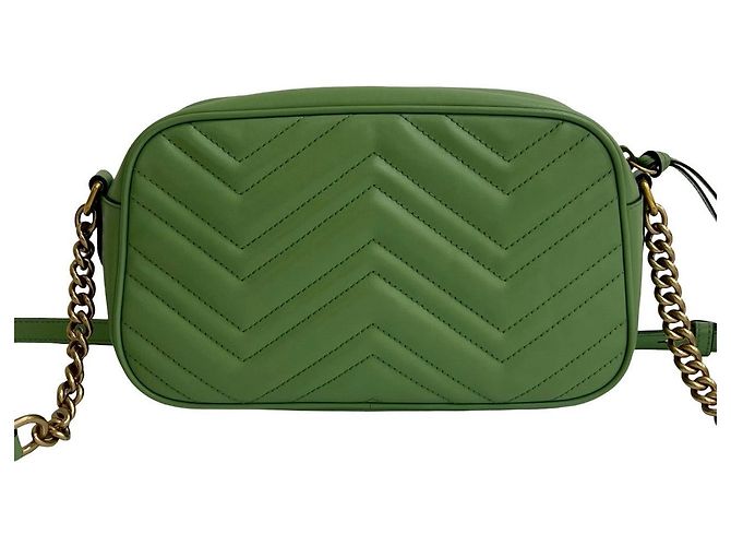 Borsa a tracolla in pelle Gucci GG Marmont Verde Verde chiaro - vista 4