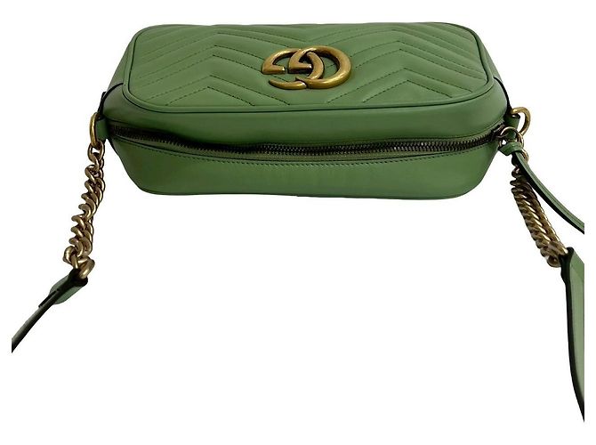 Borsa a tracolla in pelle Gucci GG Marmont Verde Verde chiaro - vista 5