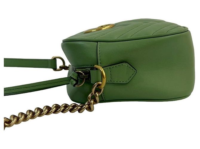 Borsa a tracolla in pelle Gucci GG Marmont Verde Verde chiaro - vista 6