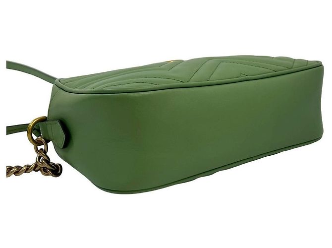 Borsa a tracolla in pelle Gucci GG Marmont Verde Verde chiaro - vista 8