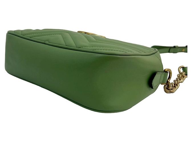 Borsa a tracolla in pelle Gucci GG Marmont Verde Verde chiaro - vista 9