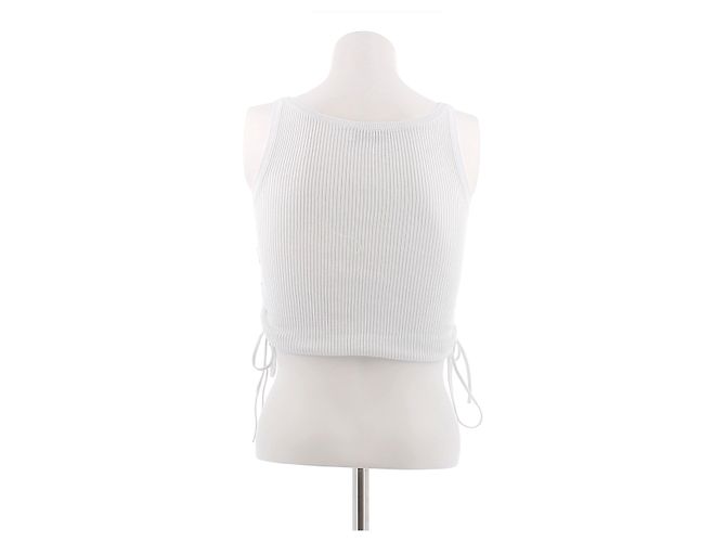 Canotta bianca in cotone Miu Miu Bianco - vista 2