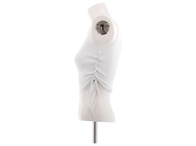 Canotta bianca in cotone Miu Miu Bianco - vista 4