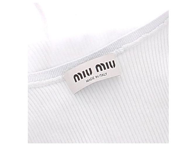 Canotta bianca in cotone Miu Miu Bianco - vista 5