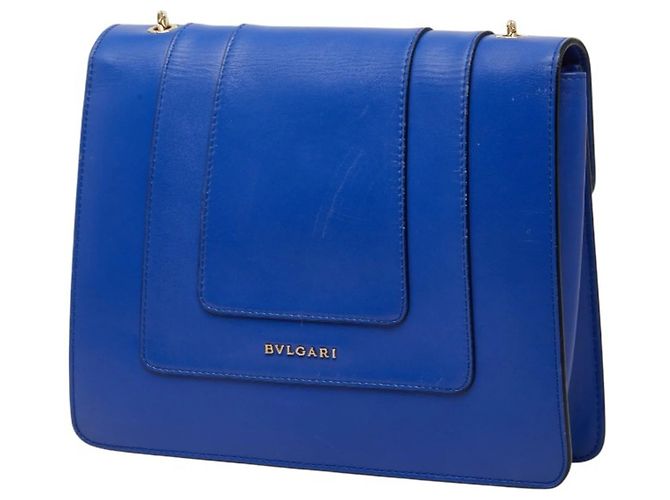 Bulgari Borsa a tracolla con catena Bvlgari Serpenti Forever Blu - vista 2