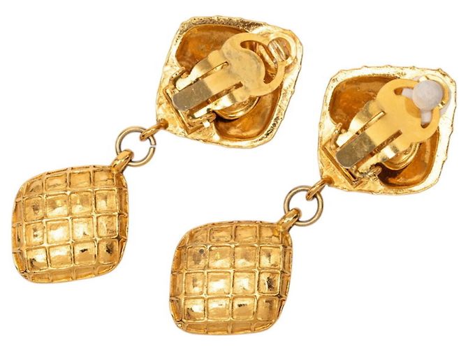 Orecchini Chanel Matelassé Vintage Swing D'oro - vista 2
