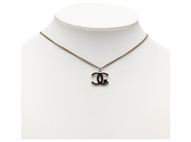 Chanel Coco Mark Halskette Schwarz Silber - Ansicht 6