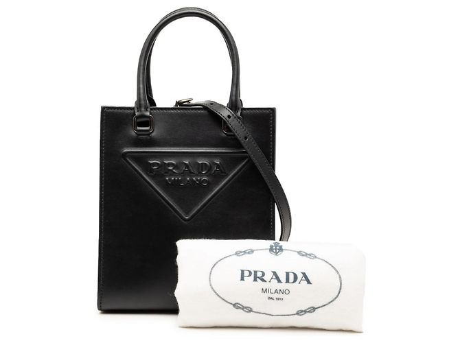 Mini sac à main avec logo Triangle Prada Noir - vue 6