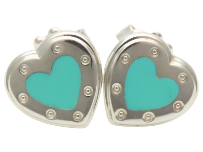 Orecchini Tiffany & Co. Return to Mini Love Heart Argento Blu - vista 2