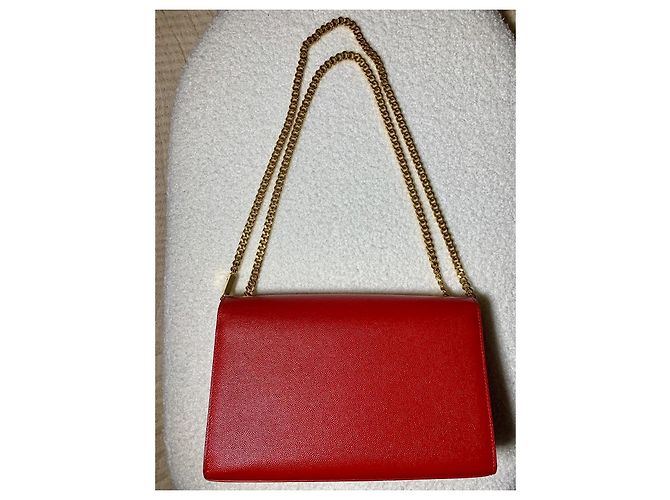Yves Saint Laurent Bolsa Saint Laurent Kate em couro vermelho com pompom - vista 7