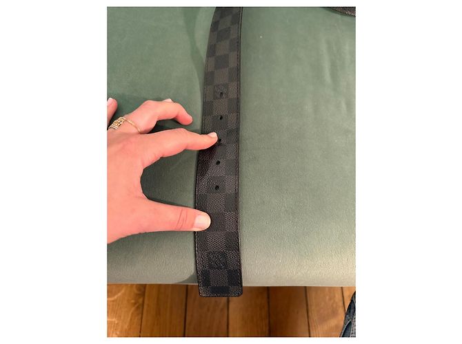 Cintura Louis Vuitton Damier Ebene LV Initiales Marrone scuro - vista 3
