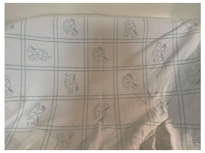 Couverture bébé Hermès avec motif cheval à bascule Blanc Bleu clair - vue 2