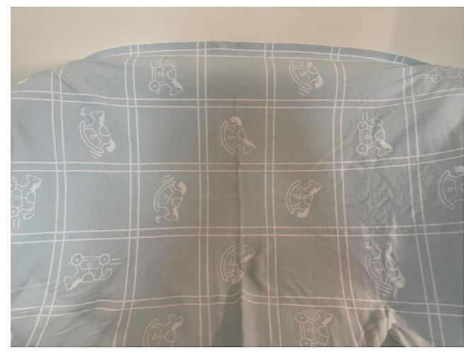 Couverture bébé Hermès avec motif cheval à bascule Blanc Bleu clair - vue 3