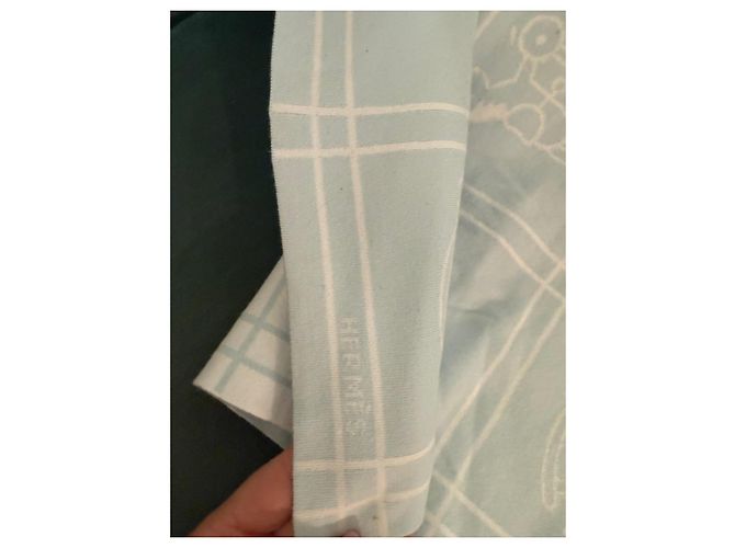 Couverture bébé Hermès avec motif cheval à bascule Blanc Bleu clair - vue 5