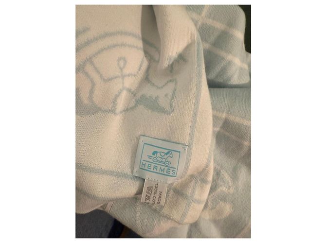 Couverture bébé Hermès avec motif cheval à bascule Blanc Bleu clair - vue 6