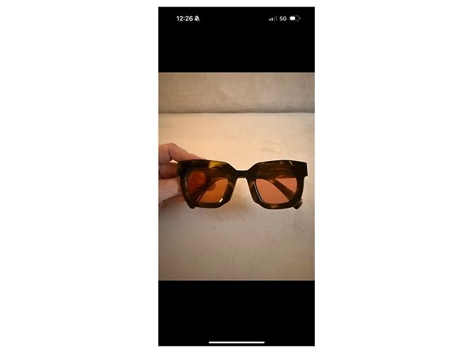 Autre Marque Gafas de sol carey con lentes naranja Castaño - vista 3