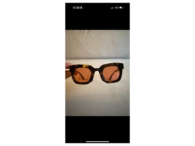 Autre Marque Gafas de sol carey con lentes naranja Castaño - vista 5