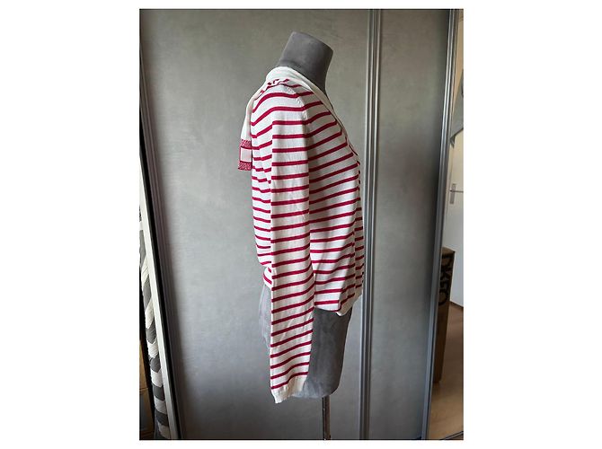 Pull Christian Dior rayé rouge et blanc - vue 3