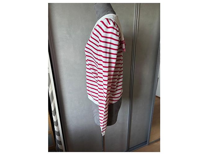 Pull Christian Dior rayé rouge et blanc - vue 4
