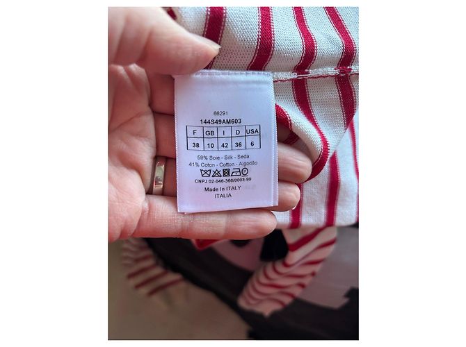 Pull Christian Dior rayé rouge et blanc - vue 5