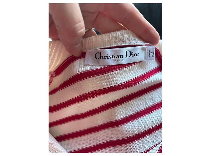 Pull Christian Dior rayé rouge et blanc - vue 6