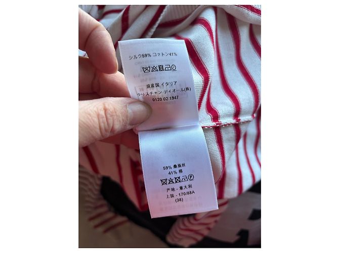 Pull Christian Dior rayé rouge et blanc - vue 7