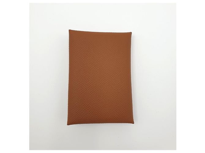 Hermès Mini Wallet Calvi Duo Compact, Epsom Calfskin, Gold Golden Light brown - view 2