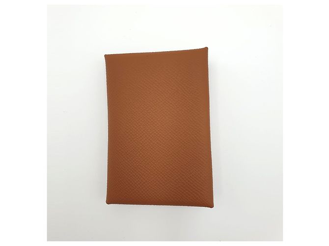 Hermès Mini Wallet Calvi Duo Compact, Epsom Calfskin, Gold Golden Light brown - view 3