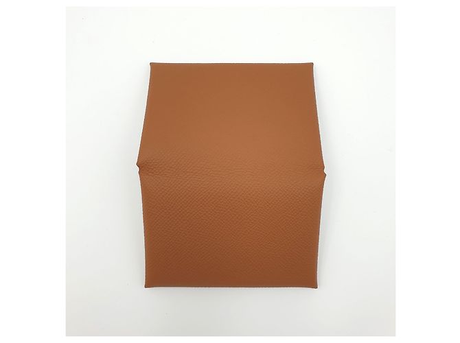 Hermès Mini Wallet Calvi Duo Compact, Epsom Calfskin, Gold Golden Light brown - view 5