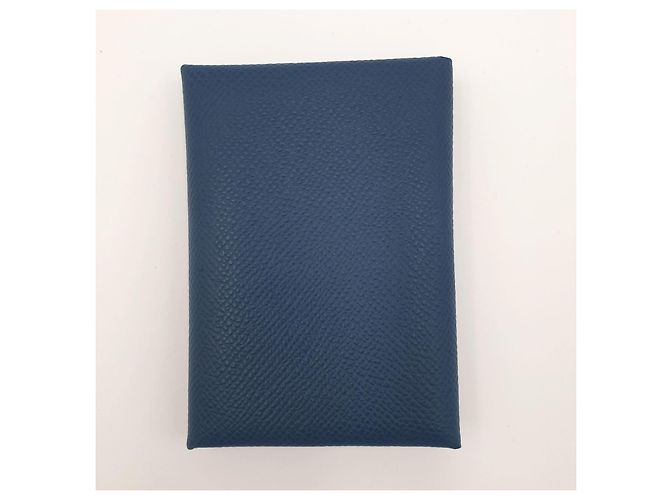 Hermès Mini Wallet Calvi Duo Compact, Epsom Calfskin, Colvert Marineblau Dunkelblau - Ansicht 3