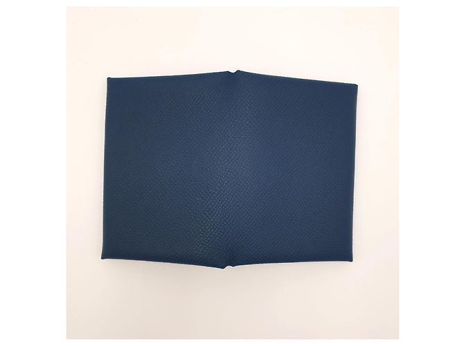 Hermès Mini Wallet Calvi Duo Compact, Epsom Calfskin, Colvert Marineblau Dunkelblau - Ansicht 5