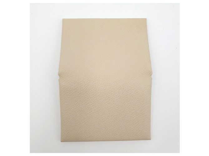 Hermès Mini Cartera Calvi Duo Compact, Epsom Calfskin, Craie Blanco Blanco roto - vista 4